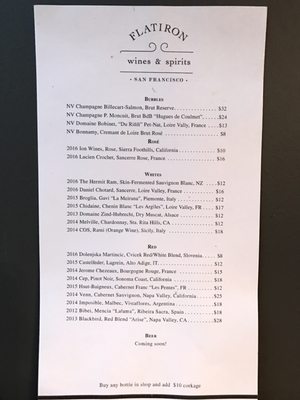 Menu photo 3 Flatiron Wines & Spirits San Francisco, CA Menu photo 3 Flatiron Wines & Spirits San Francisco, CA