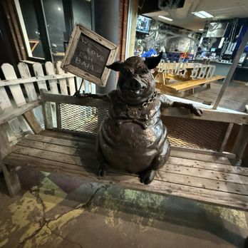 Bam Bam's Bbq - A bronze porky honoring the thousands of swine that have volunteered as tribute so that you might dine. - Barbeque Near Me - Orem, Utah