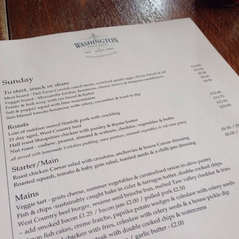 The Washington - Menu - Pubs Near Me - London, XGL