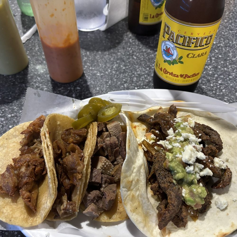 Tripitas, lengua, and fajita asada tacos Tripitas, lengua, and fajita asada tacos