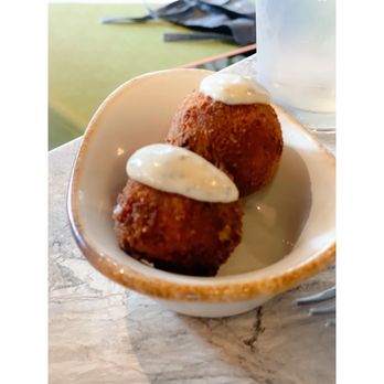Jardin - Bolognese Stuffed Arancini: Mozzarella & Black Truffle Aioli - Mediterranean Near Me - San Antonio, Texas Jardin - Bolognese Stuffed Arancini: Mozzarella & Black Truffle Aioli - Mediterranean Near Me - San Antonio, Texas