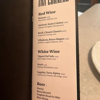 Five Corners Ristorante - Drink menu - Italian Near Me - Newark, New Jersey Five Corners Ristorante - Drink menu - Italian Near Me - Newark, New Jersey