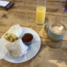 Cappuccino mimosa breakfast burrito