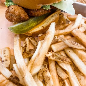 Merryman's Pub - Pickle Chicken Sandwich with French Fries - American Near Me - Pitman, New Jersey Merryman's Pub - Pickle Chicken Sandwich with French Fries - American Near Me - Pitman, New Jersey