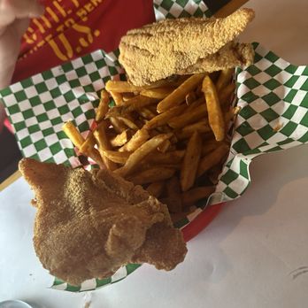 Red Crab Juicy Seafood - F3. Fried Catfish (4) With seasoned fries - Seafood Near Me - Arlington, Texas