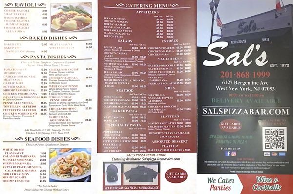 Menu photo 4 Sal's Pizza Bar West New York, NJ