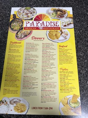 Menu photo 2 Paraiso Mexican Restaurant Saline, MI Menu photo 2 Paraiso Mexican Restaurant Saline, MI
