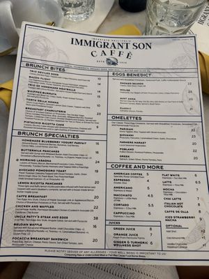 Menu photo 1 Immigrant Son Caffe Ventura, CA