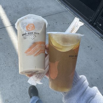 Odd One Out - *Iron Buddha Milk Tea with wintermelon jelly & *Yuzu Apple Shiso jasmine jelly - Coffee & Tea Near Me - Los Angeles, California Odd One Out - *Iron Buddha Milk Tea with wintermelon jelly & *Yuzu Apple Shiso jasmine jelly - Coffee & Tea Near Me - Los Angeles, California
