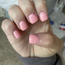 Kreative Nails & Spa - Thumb- smudge. super short which wasn't what i wanted. also this was it AFTER i put my own top coat to make it better.