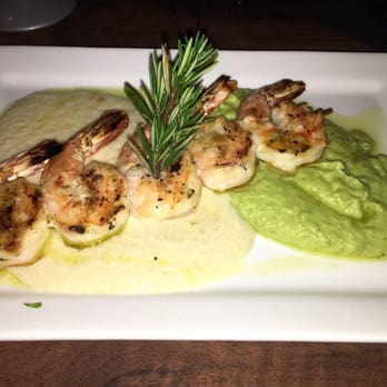 Tavern West - Rosemary shrimp skewers with cheesy grits and fava beans. Delicious! - New American Near Me - Frisco, Colorado Tavern West - Rosemary shrimp skewers with cheesy grits and fava beans. Delicious! - New American Near Me - Frisco, Colorado