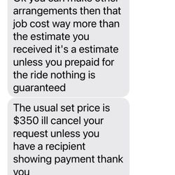 Streamline Taxi Service - Text message from cab company to me.