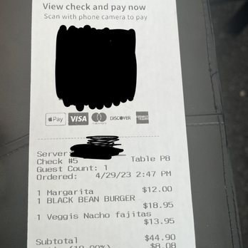 Good Vibes Cantina  - Receipt - Bars Near Me - Baltimore, Maryland