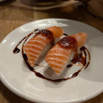 Salt Traders Zilker - The salmon belly nigiri was served with some kind of peanut/matcha sauce which was amazing. - Seafood Near Me - Austin, Texas Salt Traders Zilker - The salmon belly nigiri was served with some kind of peanut/matcha sauce which was amazing. - Seafood Near Me - Austin, Texas