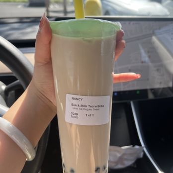 Teavoli Boba - Black Milk Tea (peep the amount of boba)   :( - Bubble Tea Near Me - Dublin, California