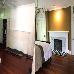 Charlie Angell - The House Doctor - Restored the fireplace, refinished the floors, made and installed custom closet doors, installed a new chandelier and added some color.