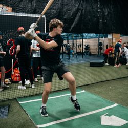 Hot Corner Athletics - One of our hitters loading their swing during a hitting session