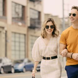 Randolph Engineering - Male Model wears: Aviator Sunglasses - 23k Gold & AGX Lenses
Female Model Wears: Elinor Fusion Sunglasses - 23k Gold & AGX Lenses