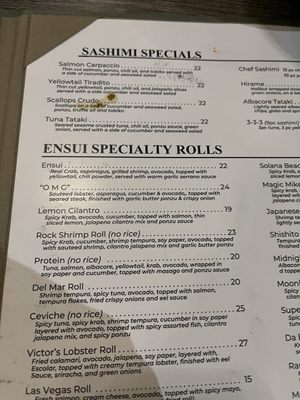 Menu photo 6 ENSUI SUSHI Del Mar, CA