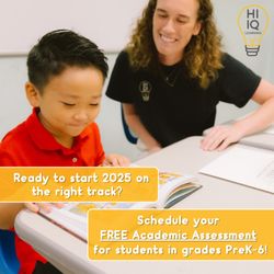 HI IQ Learning - Schedule your FREE academic assessment for students in grades PreK-6! More details on our website, hiiqlearning.com.