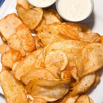 Cafe Pasta - a plate of potato chips and dips - Italian Near Me - Greensboro, North Carolina