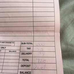 Receipt for my chairs shows zero balance paid in full Receipt for my chairs shows zero balance paid in full