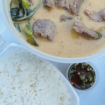 New Star Thai - Beef Panang with Jasmine rice. Beef was tough but the flavors were ok. - Thai Near Me - Rosemead, California New Star Thai - Beef Panang with Jasmine rice. Beef was tough but the flavors were ok. - Thai Near Me - Rosemead, California