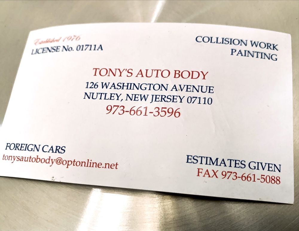 TONY’S AUTO BODY Updated September 2024 126 Washington Ave, Nutley