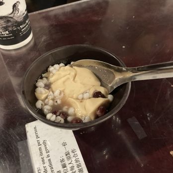 Sweet Memory - Custard tofu pudding with barley, red bean, and yam balls. The large bowl that came with our order could fill about six of these. - Desserts Near Me - Richmond, British Columbia