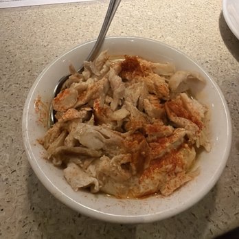 Lebanese Taverna - Hummus with chicken. I've only had it plain, with red peppers or olives. This was delicious! - Mediterranean Near Me - Baltimore, Maryland