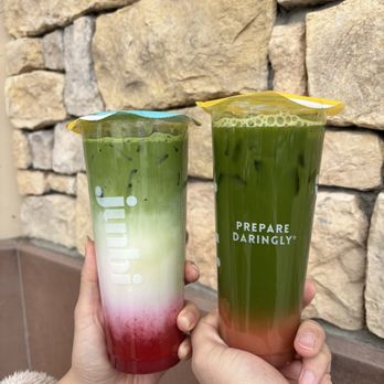 Junbi Matcha & Tea - Strawberry Matcha Latte and Matcha cold brew guava - Bubble Tea Near Me - Livermore, California