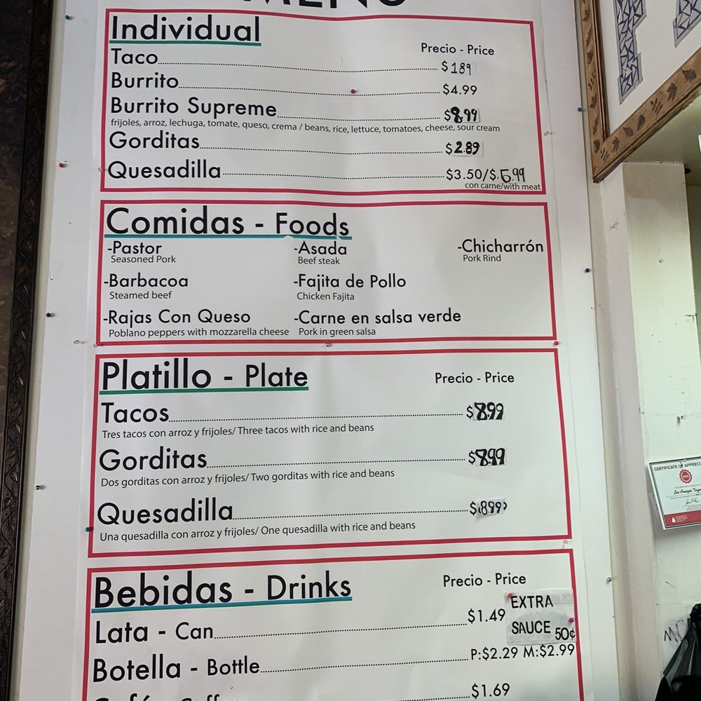 Los Amigos Taqueria - Photo of menu - Mexican Near Me - Everman, Texas Los Amigos Taqueria - Photo of menu - Mexican Near Me - Everman, Texas