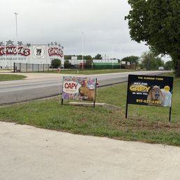 Entrance to the farm, conveniently located across from the Fireworks store Entrance to the farm, conveniently located across from the Fireworks store