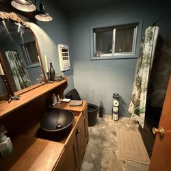 911 Restoration of Central Arkansas - New bathroom look!!!! It was a blast from the 70's with pink and tan tile