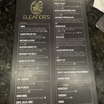 Eleanor's Bar & Grill - Menu - New American Near Me - Jackson, Wyoming Eleanor's Bar & Grill - Menu - New American Near Me - Jackson, Wyoming