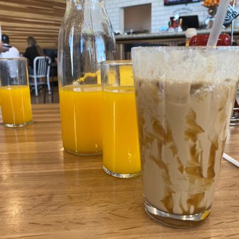 Scrambled - Freshly squeeze OJ and freshly brewed iced caramel macchiato - Breakfast & Brunch Near Me - Henderson, Nevada Scrambled - Freshly squeeze OJ and freshly brewed iced caramel macchiato - Breakfast & Brunch Near Me - Henderson, Nevada