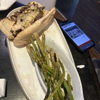 Dave & Buster's Jacksonville - Philly Cheesesteak with a side of asparagus. - Arcades Near Me - Jacksonville, Florida