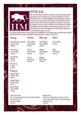 Menu photo 1 The Haymaker Steak House Brigg, NLN