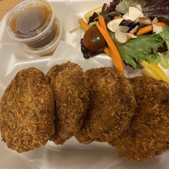 Modoo Restaurant - Hamburger katsu which also came with rice. Was crispy and juicy! - Korean Near Me - Lynnwood, Washington