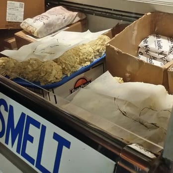 Faidley's Seafood - Huge crab cakes just placed inside the fridge. - Seafood Markets Near Me - Baltimore, Maryland
