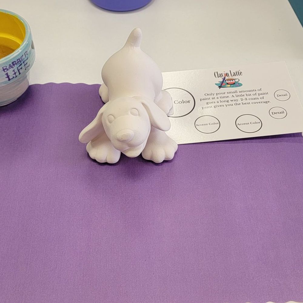 Clay 'N Latte - Starting table set up Your chosen ceramic and a small pot of clean water with sponge - Paint & Sip Near Me - Vista, California Clay 'N Latte - Starting table set up Your chosen ceramic and a small pot of clean water with sponge - Paint & Sip Near Me - Vista, California