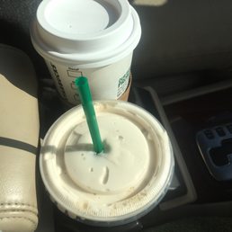 My cascara cold brew in the wrong lid and caramel latte My cascara cold brew in the wrong lid and caramel latte