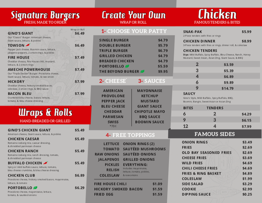 Menu photo 8 Gino's Burgers & Chicken Towson, MD