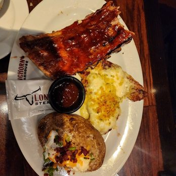 LongHorn Steakhouse - Parmesan chicken breast, loaded baked potato, half rack of baby back ribs - Steakhouses Near Me - Temecula, California LongHorn Steakhouse - Parmesan chicken breast, loaded baked potato, half rack of baby back ribs - Steakhouses Near Me - Temecula, California