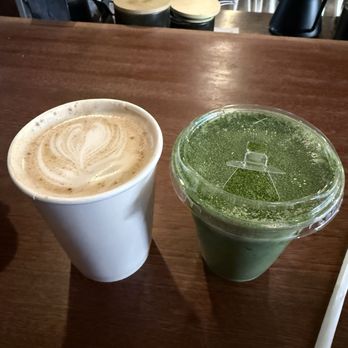 Verse - hot salted maple mandarin latte and Iced Matcha einspanner - Cafes Near Me - Astoria, New York