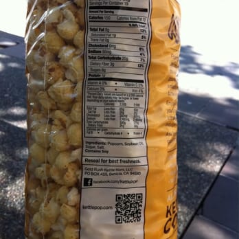 Kettle Pop - the nutritional label of a bag of popcorn - Street Vendors Near Me - Oakland, California Kettle Pop - the nutritional label of a bag of popcorn - Street Vendors Near Me - Oakland, California