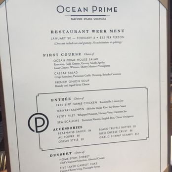 Ocean Prime - Restaurant Week Menu - Seafood Near Me - Washington, DC, District of Columbia