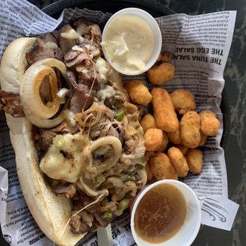 Sheri’s Pub And Grub - Prime rib sandwich with cheese curds. - Burgers Near Me - Minocqua, Wisconsin Sheri’s Pub And Grub - Prime rib sandwich with cheese curds. - Burgers Near Me - Minocqua, Wisconsin