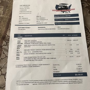 Cart Service USA - My Purchase order - Golf Cart Dealers Near Me - Glendora, California Cart Service USA - My Purchase order - Golf Cart Dealers Near Me - Glendora, California