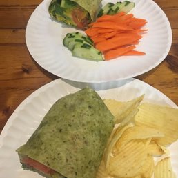 We split a Curry Chicken Salad wrap, at least one of us was healthy! We split a Curry Chicken Salad wrap, at least one of us was healthy!